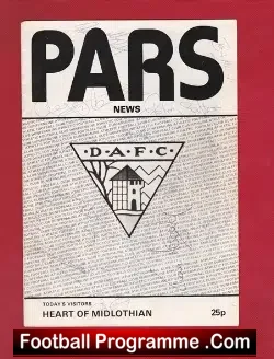 Dunfermline Athletic v Heart of Midlothian Hearts 1981 - SIGNED - football programme