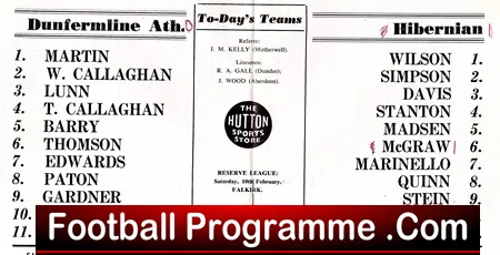 Dunfermline Athletic v Hibernian Hibs 1968 - Signed Autographed