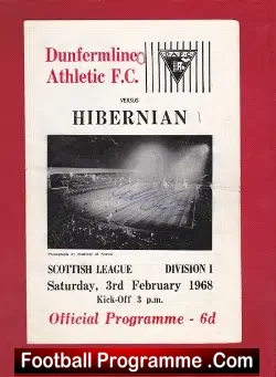 Dunfermline Athletic v Hibernian Hibs 1968 - Signed Autographed - football programme