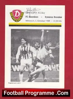 Dynamo Dresden v Aberdeen 1988 – Autographed SIGNED