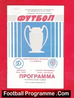 Dynamo Kiev v Glasgow Rangers 1987 - Russian Team - football programme