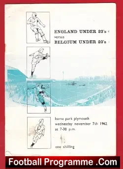 England v Belgium 1962 – U23 at Plymouth + Malcolm Beard