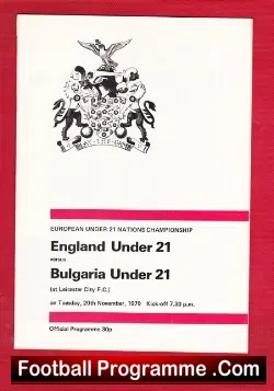 England v Bulgaria 1979 – U21 at Leicester City