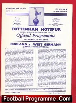 England v Germany 1961 – Under 23 at Tottenham + Bobby Moore