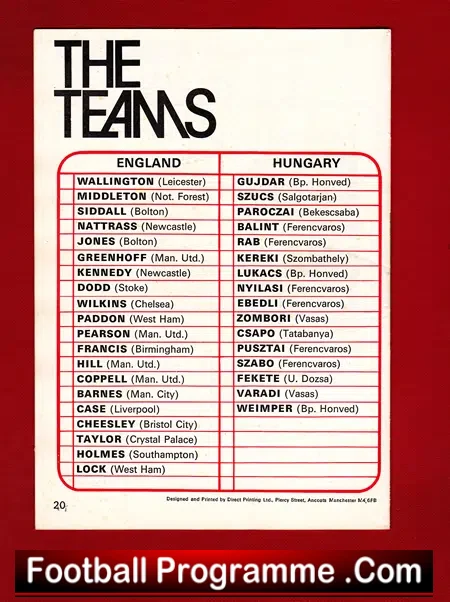 England v Hungary 1976 – at Old Trafford Manchester United