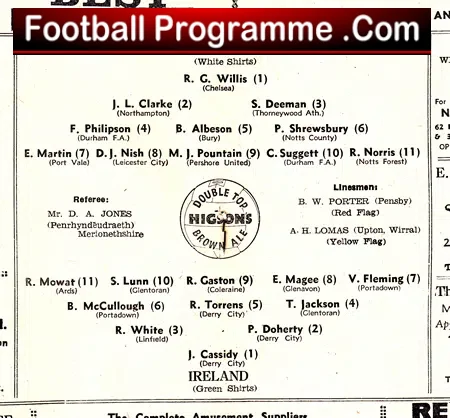 England v Ireland 1965 – Youth Match at Tranmere Rovers