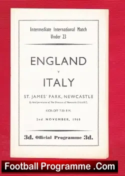 England v Italy 1960 – U23 at Newcastle – Bobby Charlton + Moore