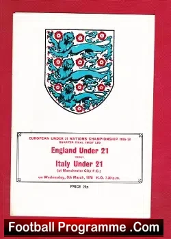 England v Italy 1978 – U21 at Man City