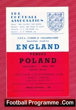 England v Poland 1982 – U21 at Boleyn West Ham – Hateley