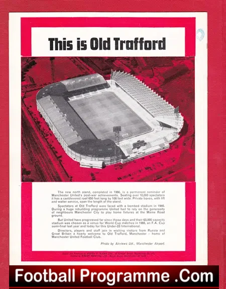 England v Russia 1969 – Under 23  Old Trafford – Osgood Kidd