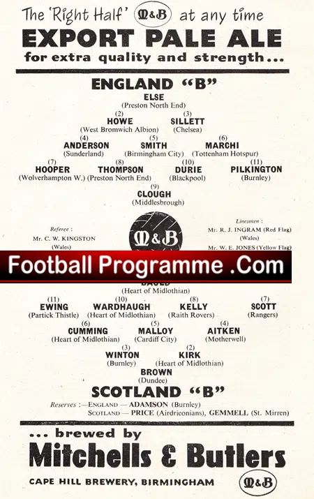 England v Scotland 1957 – International Birmingham Brian Clough
