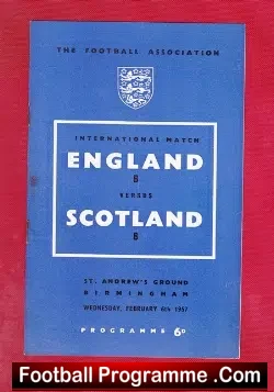 England v Scotland 1957 – International Birmingham Brian Clough