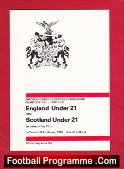 England v Scotland 1980 – U21 at Coventry City