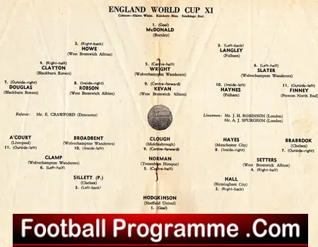 England World Cup v England 1958 – at Chelsea + Brian Clough