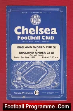 England World Cup v England 1958 – at Chelsea + Brian Clough