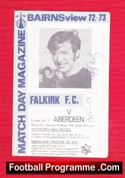 Falkirk v Aberdeen 1973 Signed Gibson + Pic Alex Ferguson