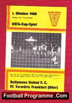 FC Vorwärts v Ballymena United 1980 - Germany - football programme