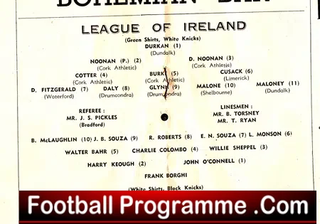 Football League Of Ireland v America 1952 – Played in Dublin