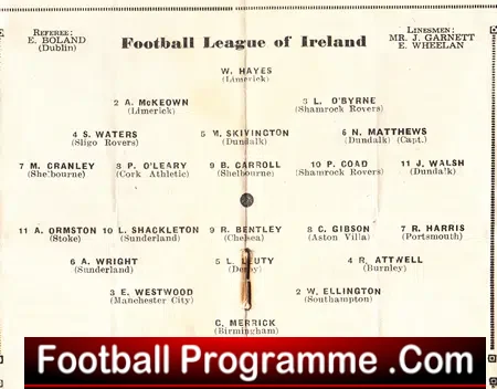 Football League Of Ireland v Football League 1949 – Dublin
