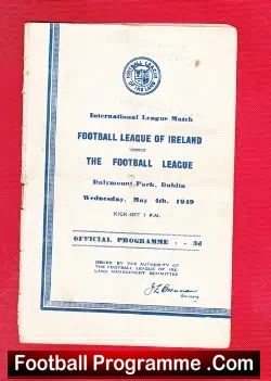 Football League Of Ireland v Football League 1949 – Dublin