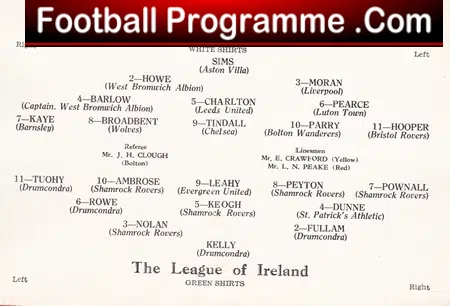 Football League v Ireland Football League 1957 - at Leeds