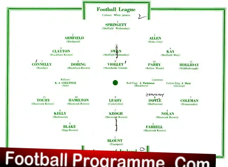 Football League v League Of Ireland 1959 – at Blackburn Rovers