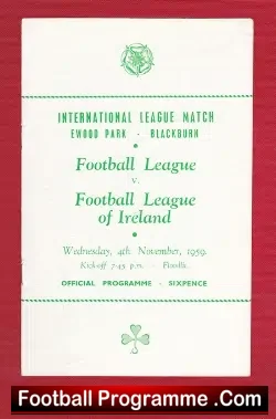 Football League v League Of Ireland 1959 – at Blackburn Rovers