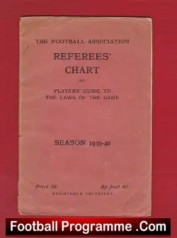 Football Referees Rules Chart Book 1939 - 1940 - football memorabilia