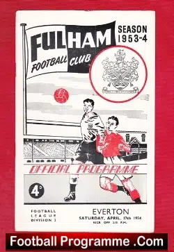 Fulham v Everton 1954 - football programme