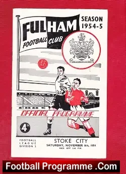Fulham v Stoke City 1954 - football programme