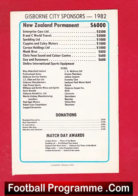 Gisborne City v Bournemouth 1982 – New Zealand