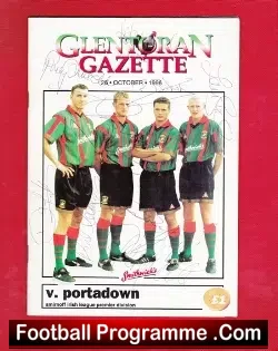 Glentoran v Portadown 1996 - Multi Autographed Signed - football programme