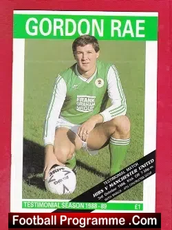Gordon Rae Testimonial Hibernian Hibs v Manchester United 1988 - football programme