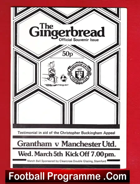 Grantham Town v Manchester United 1986 - Benefit Match - football programme