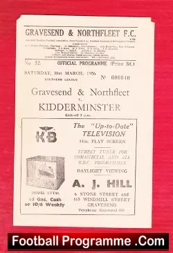 Gravesend Northfleet v Kidderminster Harriers 1956
