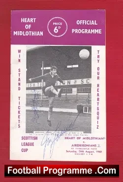 Heart Of Midlothian v Airdrieonians Airdrie 1968 - Multi SIGNED - football programme