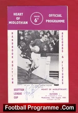 Heart Of Midlothian v Dundee 1968 - Multi Autographed SIGNED - football programme