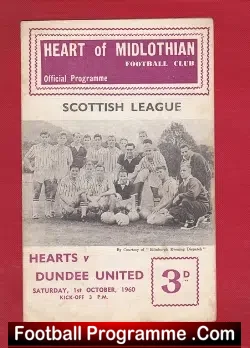 Heart Of Midlothian v Dundee United 1960 - football programme