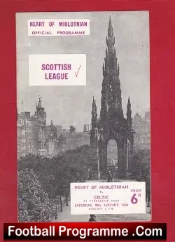 Heart Of Midlothian v Glasgow Celtic 1966 - football programme