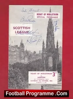 Heart Of Midlothian v Morton 1964 - Multi Signed Autogaphed