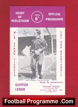 Heart Of Midlothian v Partick Thistle 1968 - Autographed - football programme