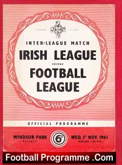 Ireland Football League v English League 1961 - Belfast - football programme