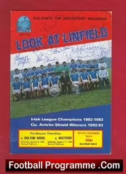 Linfield v Watford 1984 – Multi Signed Autographed