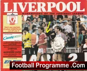 Liverpool v Manchester United 1990 - Signed Bruce + Mark Robins - football programme