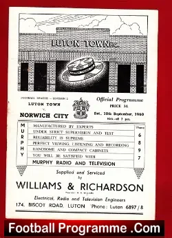 Luton Town v Norwich City 1960
