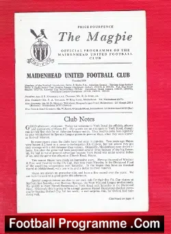 Maidenhead United v Hayes 1963 - football programme