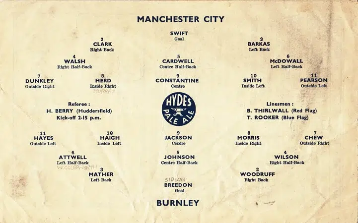 Manchester City v Burnley 1945 – 1940s