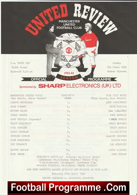 Manchester United v York City 1993 – FA Youth Cup – Beckham