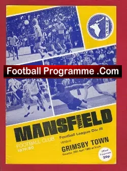 Mansfield Town v Grimsby Town 1980 - Multi Autographed - football programme