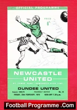 Newcastle United v Dundee United 1970 – Friendly – Multi SIGNED